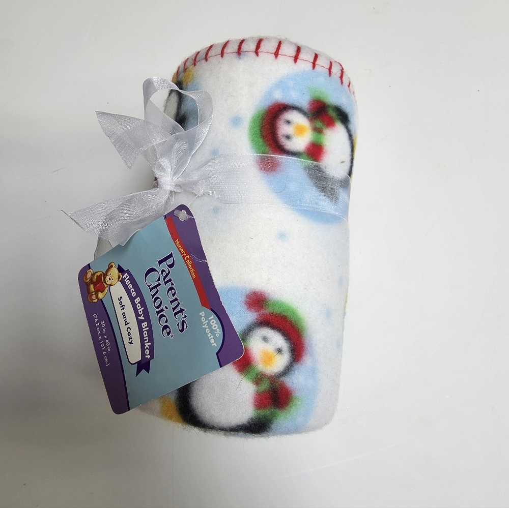 Penguin Print Smal Fleecel Baby Blanket Brand New